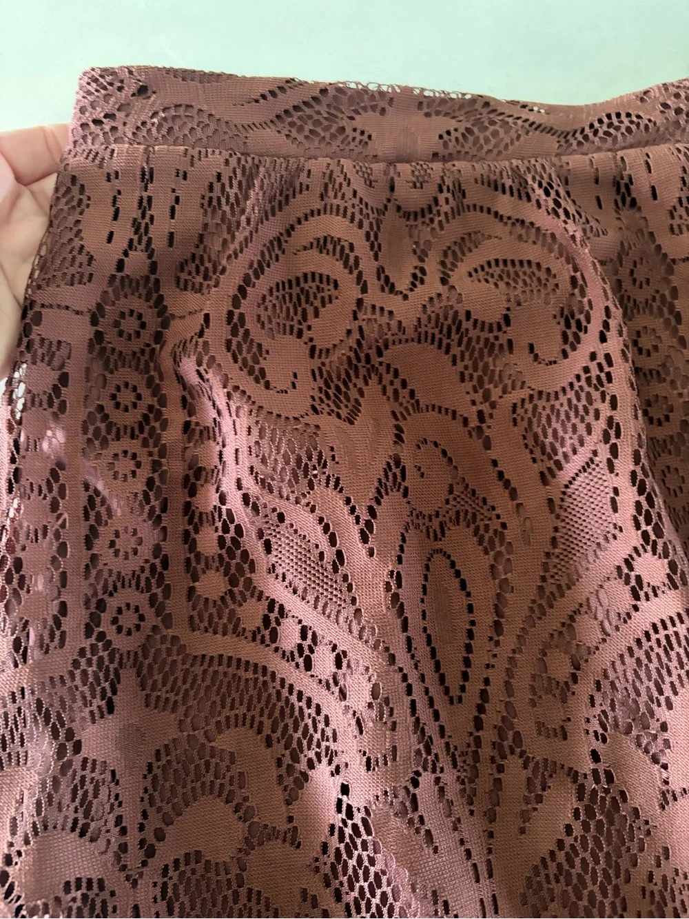 Fringed Laser-Cut Maxi Skirt in Brown